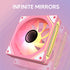 Vetroo Pink LR120 Reverse Fan Blade Infinite Mirror PC Fan 120 mm ARGB Case Fan with ARGB & PWM Smart Control, FDB Bearing, Nine Blades Design & 8 Rubber Pads for Low-Noise Operation