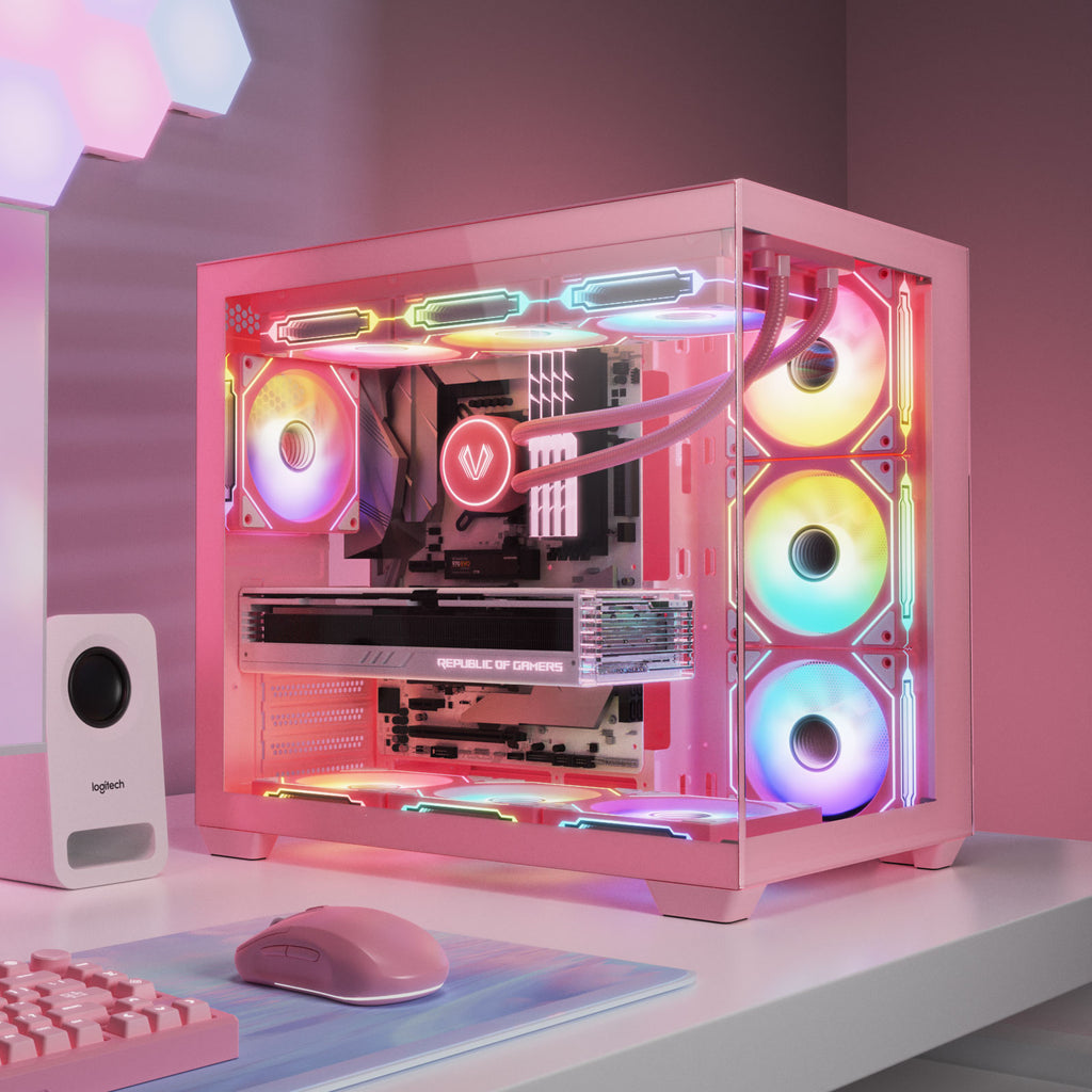 Fan Invinite Mirror Vetroo Pink LR120 Reverse Fan Blade Infinite Mirror PC Fan 120 mm ARGB