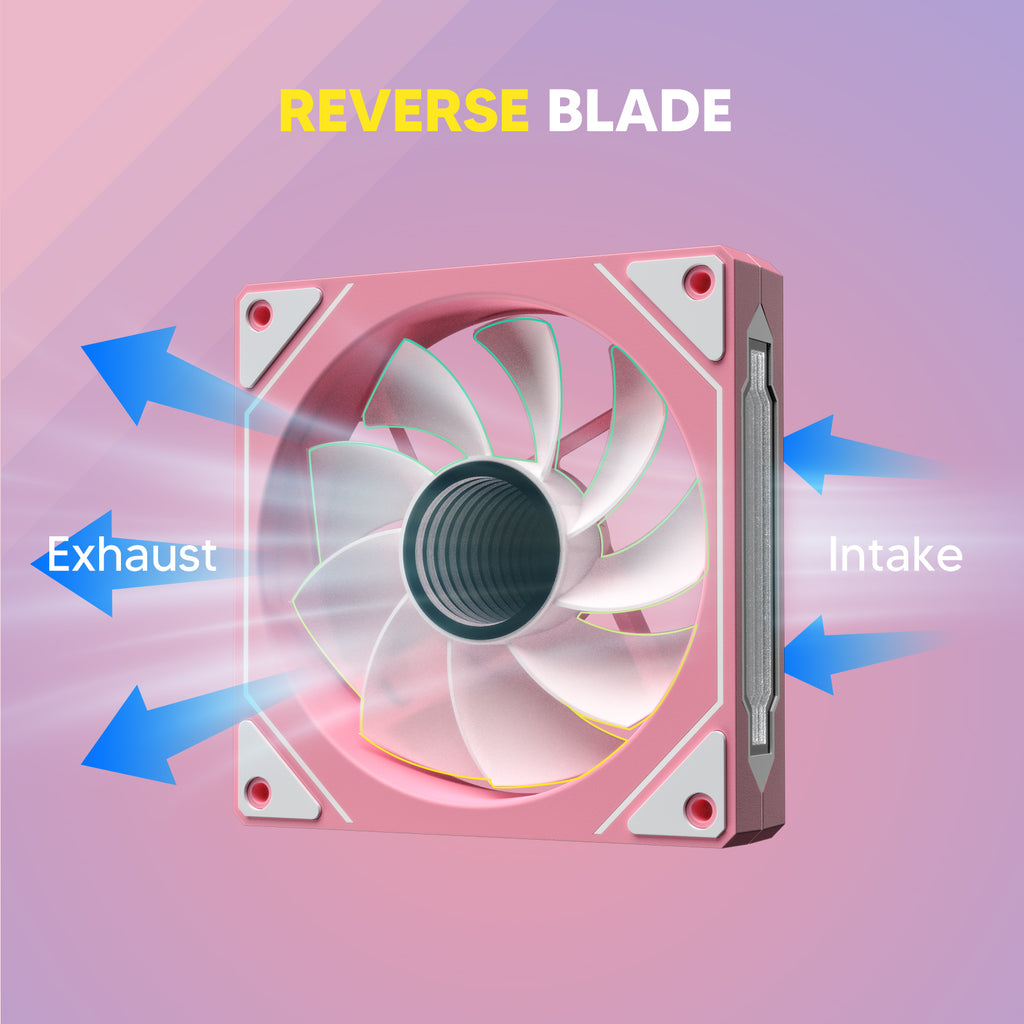 Fan Invinite Mirror Vetroo Pink LR120 Reverse Fan Blade Infinite Mirror PC Fan 120 mm ARGB