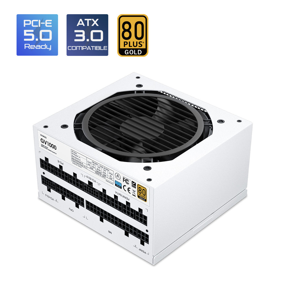 Vetroo 1000W Power Supply ATX 3.0 Ready, Dual PCIe 5.0, 80 Plus Gold, Full Modular FDB Fan