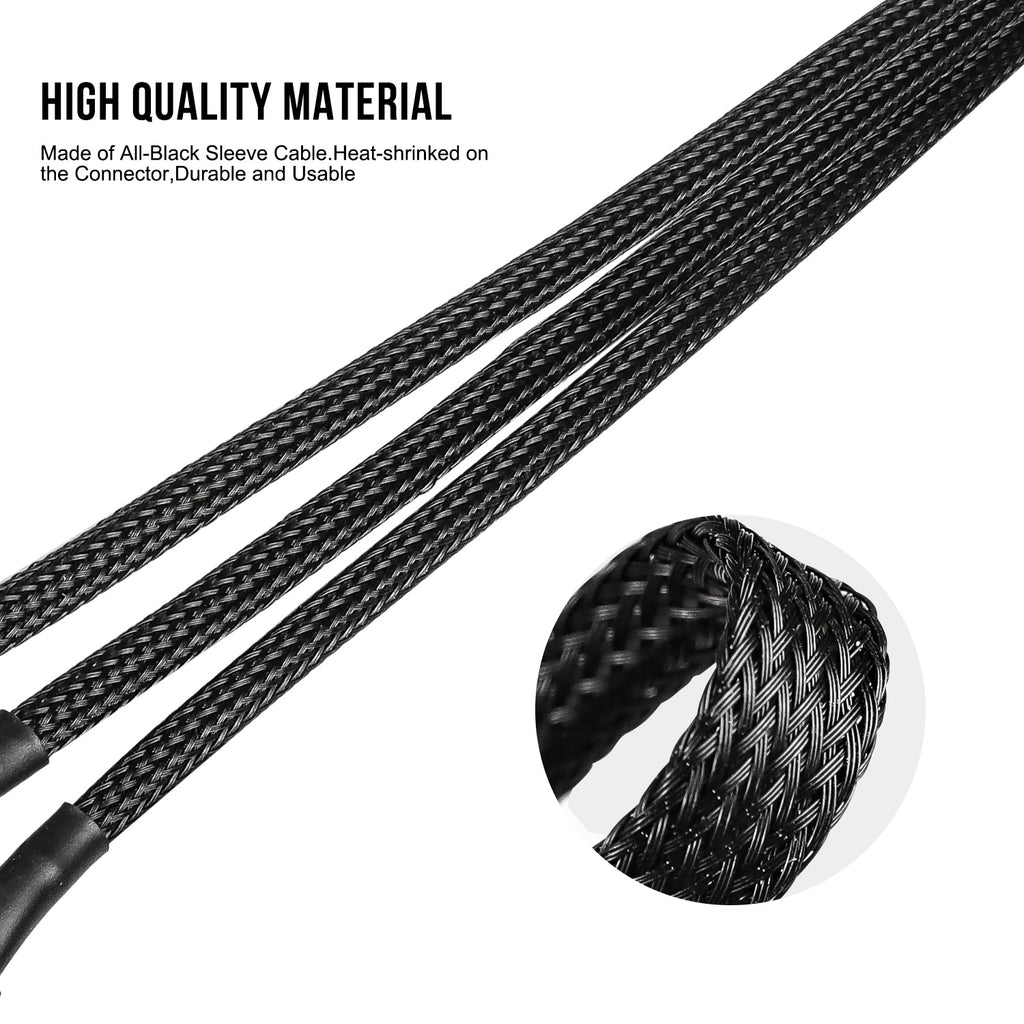 OKGEAR 12" 3-Pin Fan Splitter Cable With Black Sleeving