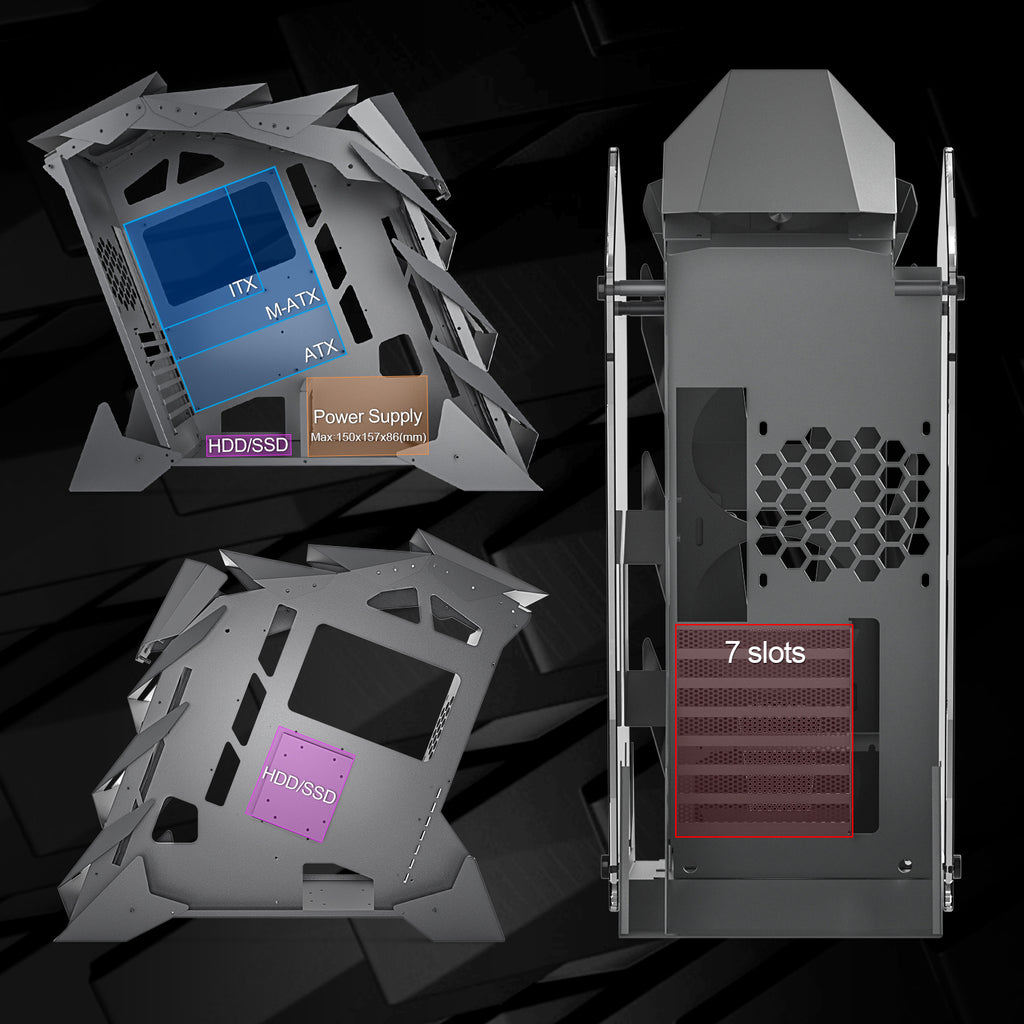 Vetroo K1 Pangolin Mid-Tower ATX PC Gaming Case, Dual Tempered Glass (Fans not Included)