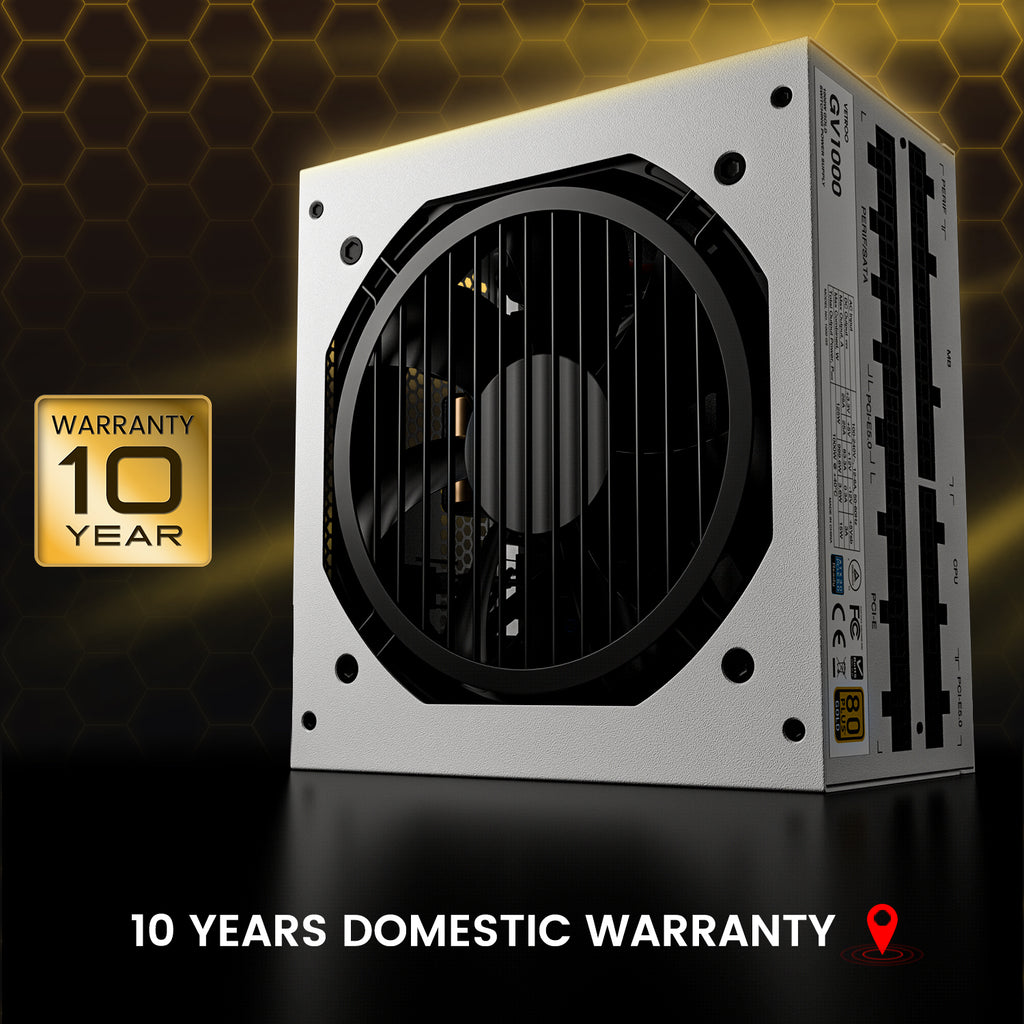 Vetroo 1000W Power Supply ATX 3.0 Ready, Dual PCIe 5.0, 80 Plus Gold, Full Modular FDB Fan